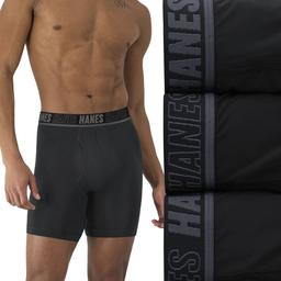 Mens Hanes Ultimate® Moves Xtemp 3pk. Boxer Briefs - Black