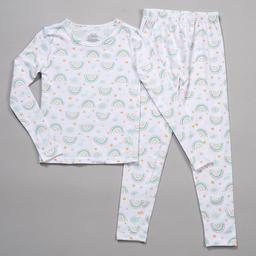 Girls Rene Rofe(R) 2pc. Rainbow/Face Clouds Snug Fit Pajamas