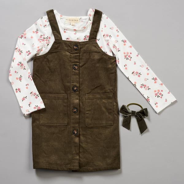 Girls &#40;4-6x&#41; BTween&#40;R&#41; 2pc. Floral Top & Button Front Jumper Set - image 