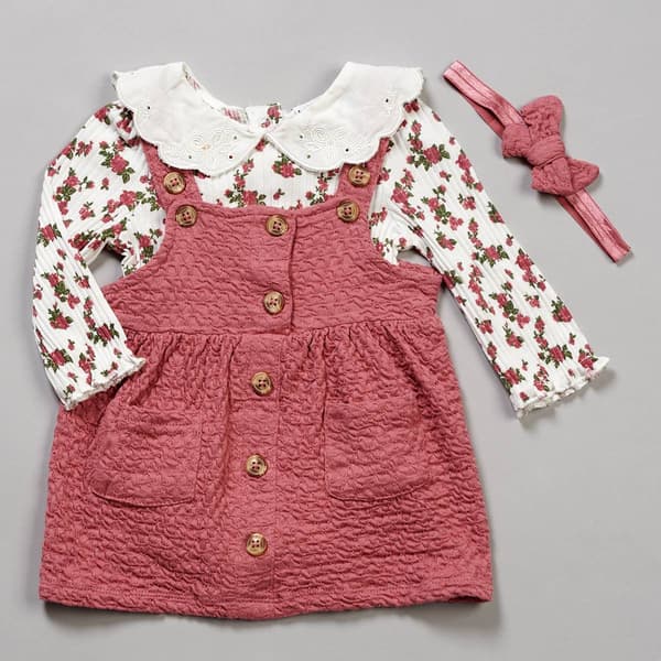Baby Girl &#40;NB-9M&#41; Nicole Miller Floral Collared Bodysuit & Jumper - image 