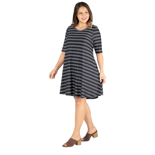 Plus Size 24/7 Comfort Apparel Stripe Shirt Dress