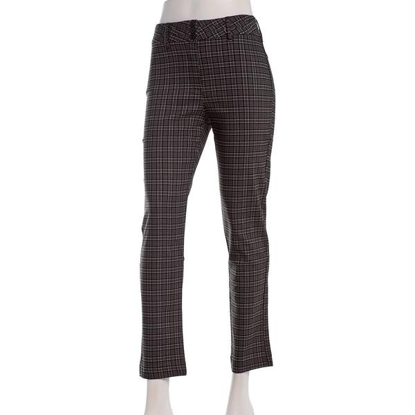 Juniors Zoe & Phoebe Plaid Millenium Triple Button Ankle Pants