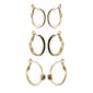 Guess 3 pair Gold-Tone Jet Pave & Glitter Hoop Earrings - image 1