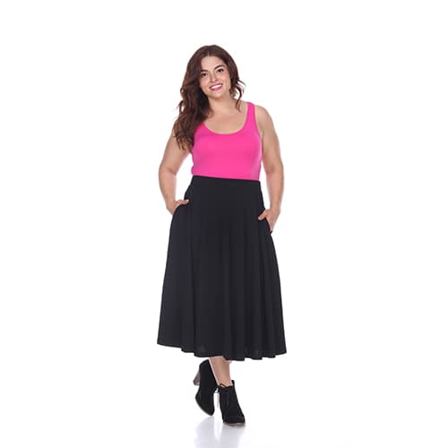 Plus Size White Mark Tasmin Flare Midi Skirt