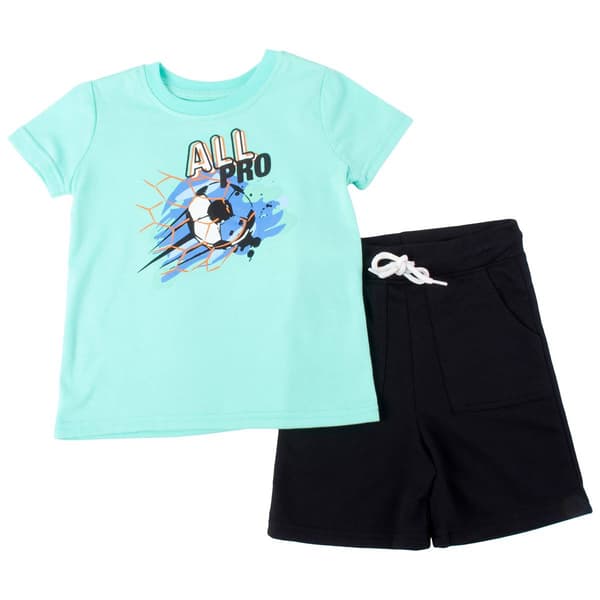 Boys &#40;4-7&#41; Tales & Stories Tee & Knit Shorts Set - Pool Blue - image 