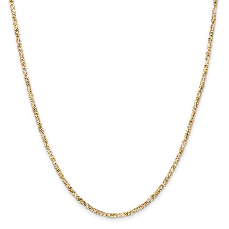Unisex Gold Classics(tm) 2.25mm. 14k Gold Flat Figaro Chain Necklace