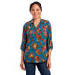 Womens Emily Daniels 3/4 Sleeve Floral Split Neck Blouse - image 1