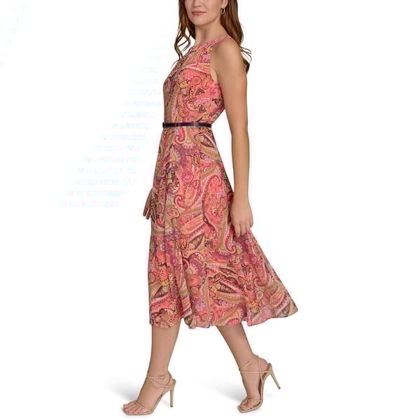 Womens Tommy Hilfiger Sleeveless Halter Neck Chiffon Midi Dress