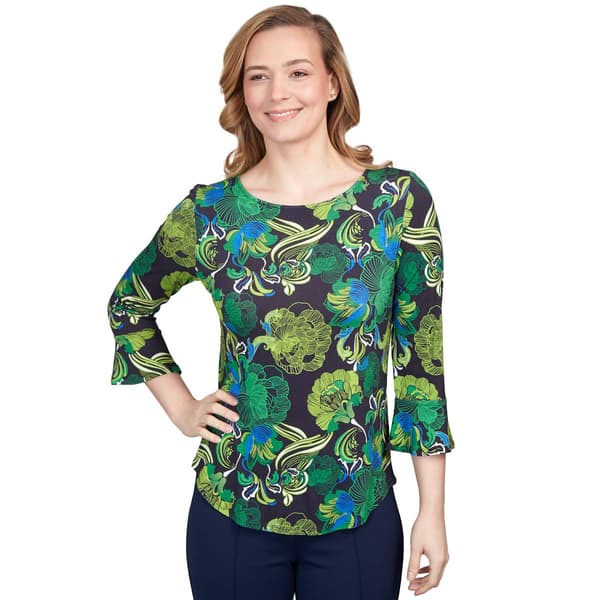 Petite Ruby Rd. Must Haves II Bold Floral Bell Sleeve Blouse - image 