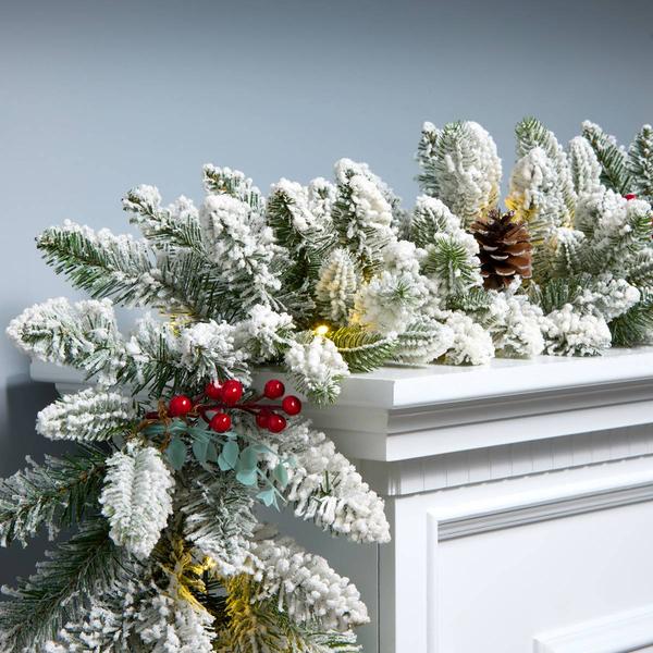 National Tree Snowberry Pine Feel Real® 9ft. LED Garland