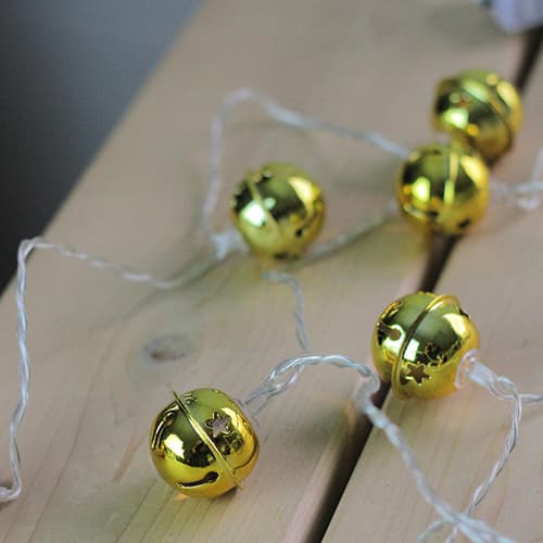 Northlight 8ct. Battery LED Gold Jingle Bell Christmas Lights - image 