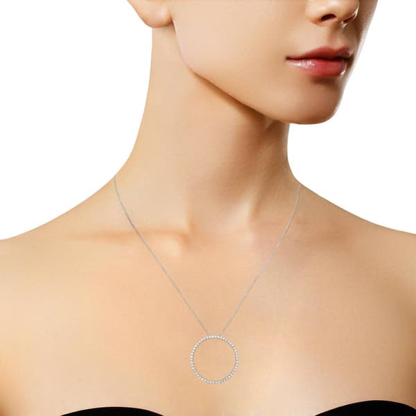 Haus of Brilliance Sterling Silver 4ctw. Diamond Hoop Pendant