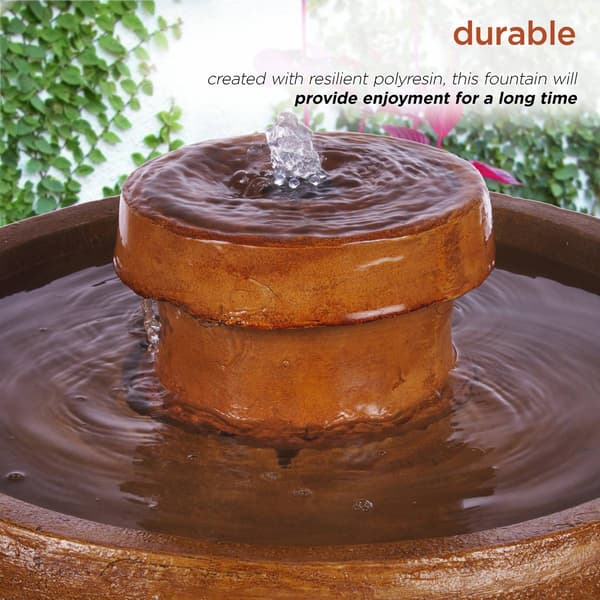 Alpine Solar Classic Birdbath Pedestal Fountain w/ LED Lights