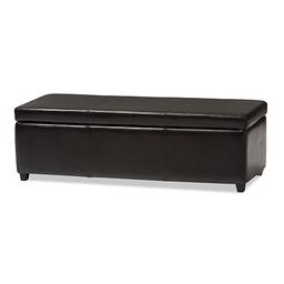 Baxton Studio Full Leather Storage Bench Ottoman