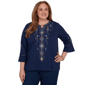 Plus Size Alfred Dunner Tuscany Diamond Embroidery Blouse - image 1