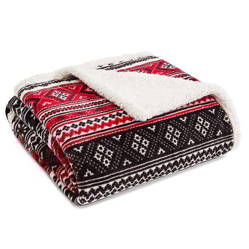 Eddie Bauer Classic Fair Isle Sherpa Throw Blanket - 50x60 - image 