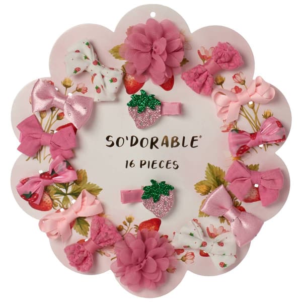 Baby Girl so''adorable  16 Piece Bow And Flower Hair Clips - Pink - image 