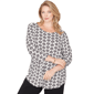 Plus Size Emaline Key Items 3/4 Sleeve Boat Neck Geometric Tee - image 1