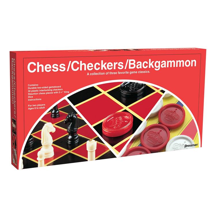 Pressman Checkers/Chess/Backgammon Folded Board Game