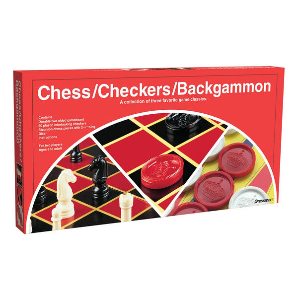 Pressman Checkers/Chess/Backgammon Folded Board Game - image 