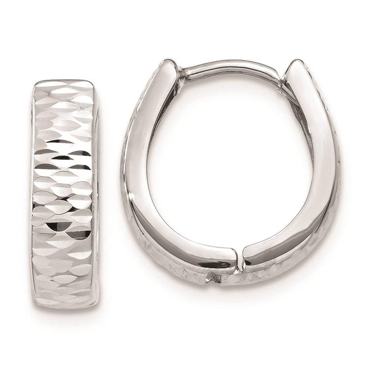 Gold Classics(tm) 14kt. White Gold Textured Hoop Earrings