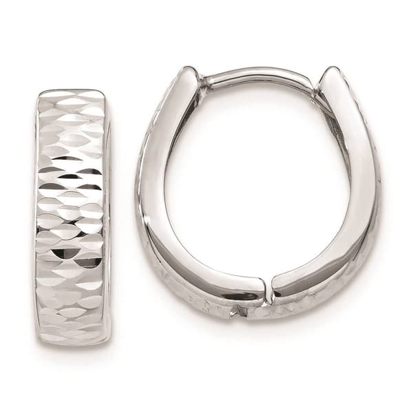Gold Classics&#40;tm&#41; 14kt. White Gold Textured Hoop Earrings - image 