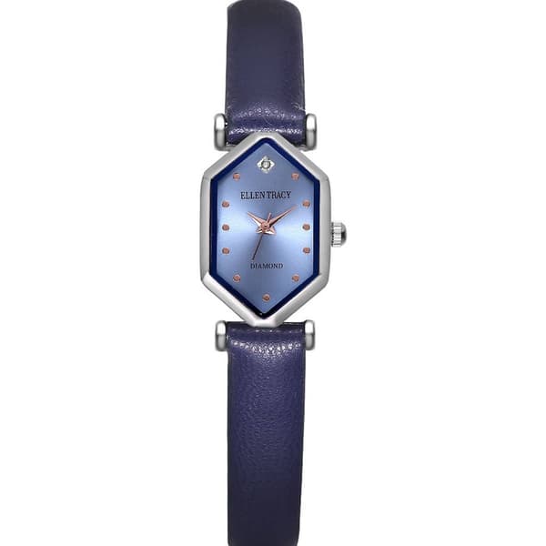 Ellen Tracy 20mm Silver Tone Genuine Diamond Accent Watch - image 