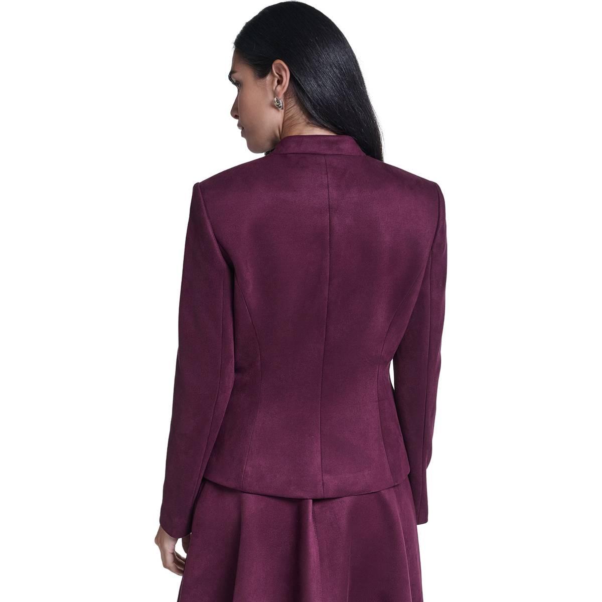 Petite Calvin Klein Long Sleeve Suede Open Front Blazer
