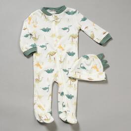 Baby Boy &#40;NB-9M&#41; Chick Pea 2pc. Dino Footed Sleeper & Hat