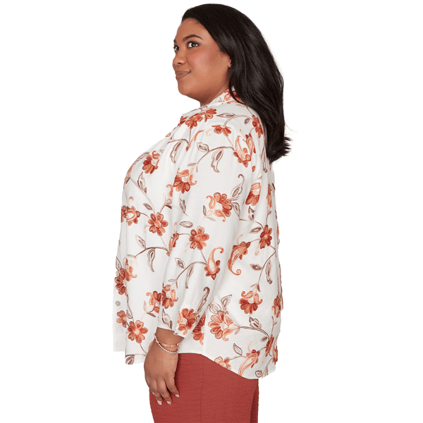 Plus Size Alfred Dunner Spice Market Paisley Floral Collared Two