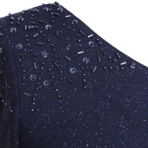 Womens SLNY Flutter Sleeve Solid Glitter Mesh Maxi Dress