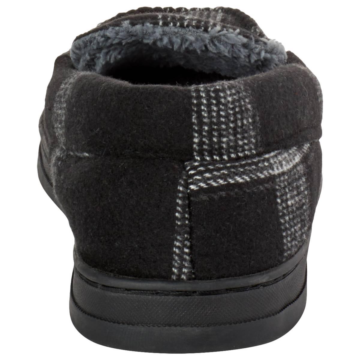 Mens Preswick & Moore® Microsuede Moccasin Slippers - Black Plaid