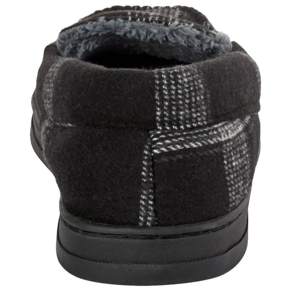 Mens Preswick & Moore® Microsuede Moccasin Slippers - Black Plaid
