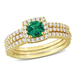 Gemstone Classics(tm) 10kt. Gold Plated Lab Created Emerald Ring