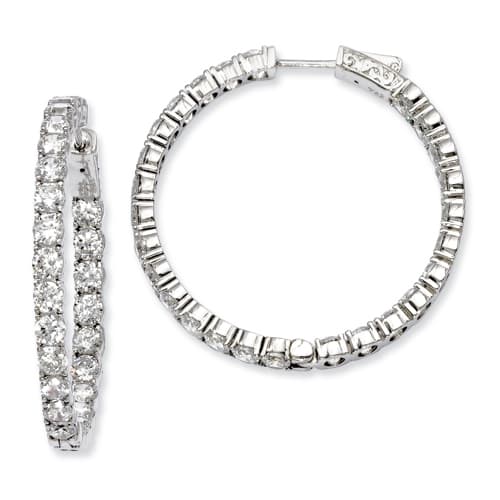 Sterling Silver 37mm x 35mm Hoop Earrings - image 