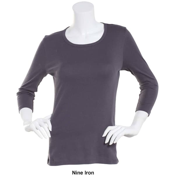 Womens Architect® 3/4 Sleeve Rib Scoop Neck Top