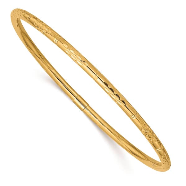 14kt. Gold Polished Diamond-Cut Slip-On Bangle Bracelet - image 