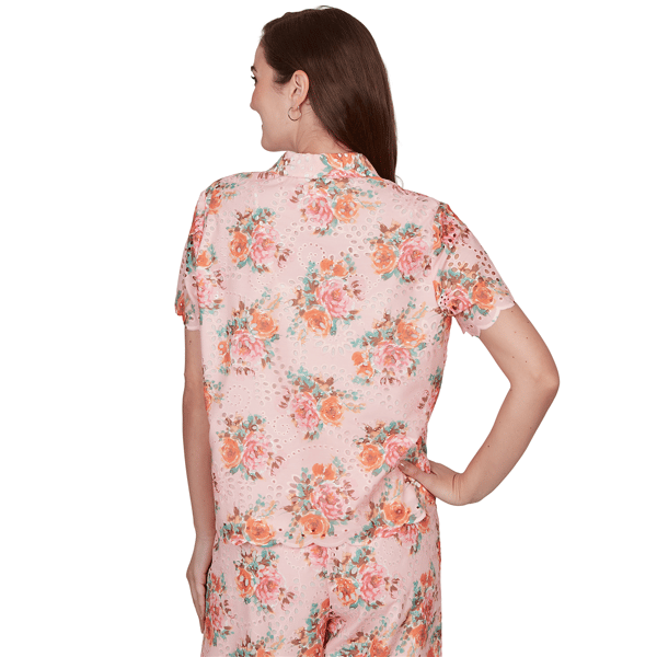 Womens Ruby Rd. Renaissance Romance Scallop Floral Blouse
