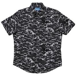 Young Mens VSTR Skull & Waves Stretch Button Down Shirt