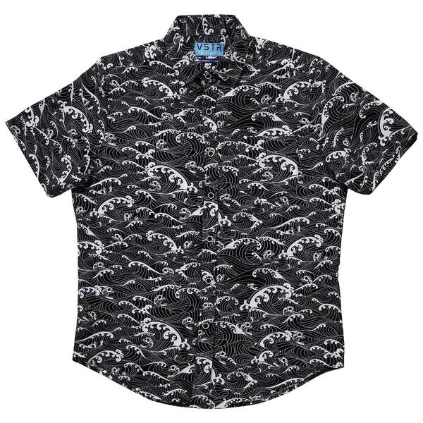 Young Mens VSTR Skull & Waves Stretch Button Down Shirt - image 