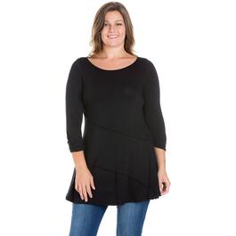 Plus Size 24/7 Comfort Apparel Ruched Sleeve Swing Tunic