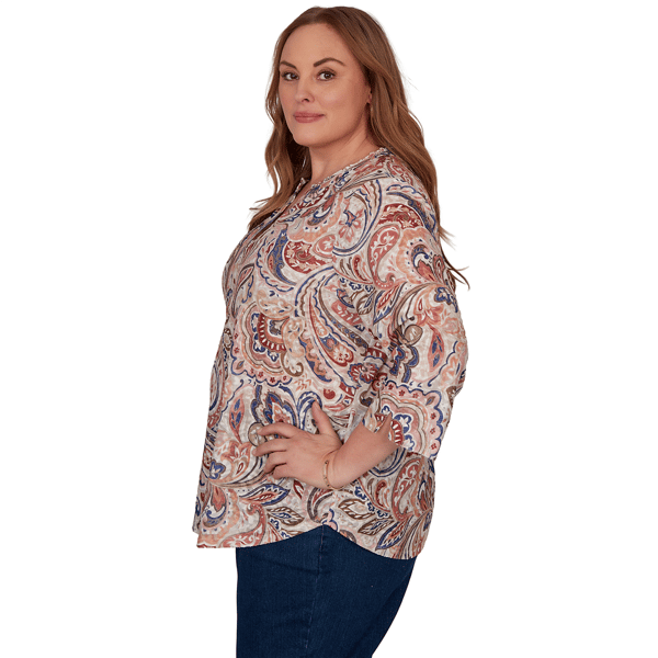 Plus Size Alfred Dunner Camden Market 3/4 Sleeve Paisley Blouse