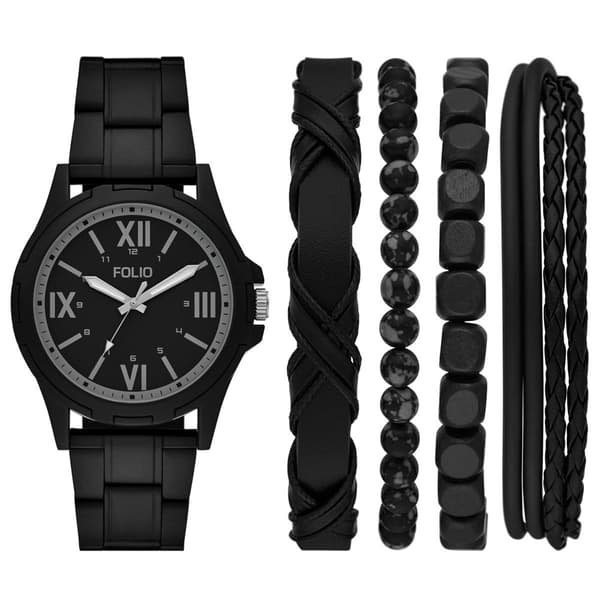 Mens Folio Black Dial Watch & Bracelet Set - FMDFL6083 - image 