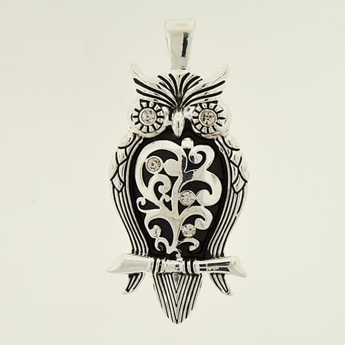 Wearable Art Silver Crystal Owl Slider Enhancer - image 