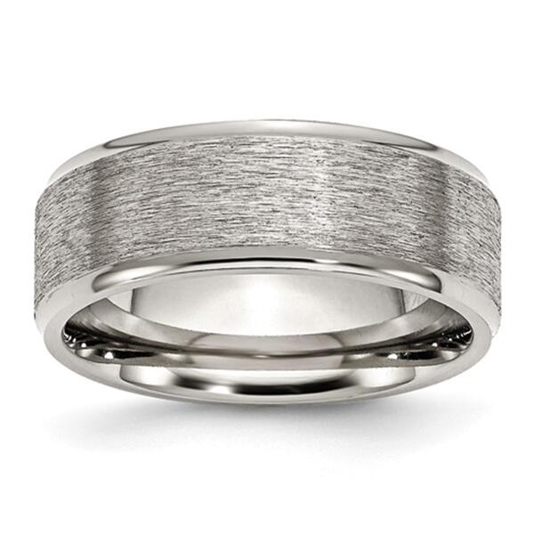 Mens Gentlemen's Classics&#40;tm&#41; 8mm Stainless Steel Ridged Edge Band - image 