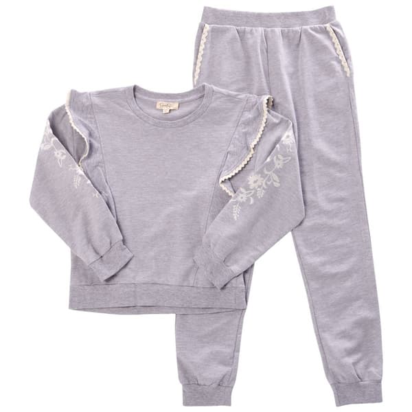 Girls (7-12) Jessica Simpson French Terry Ruffle Top & Joggers - image 