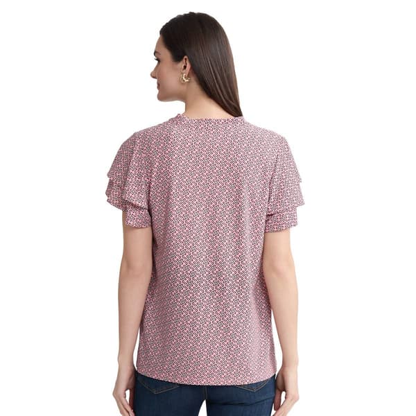 Petite Jones New York Short Double Flutter Sleeve Floral Blouse