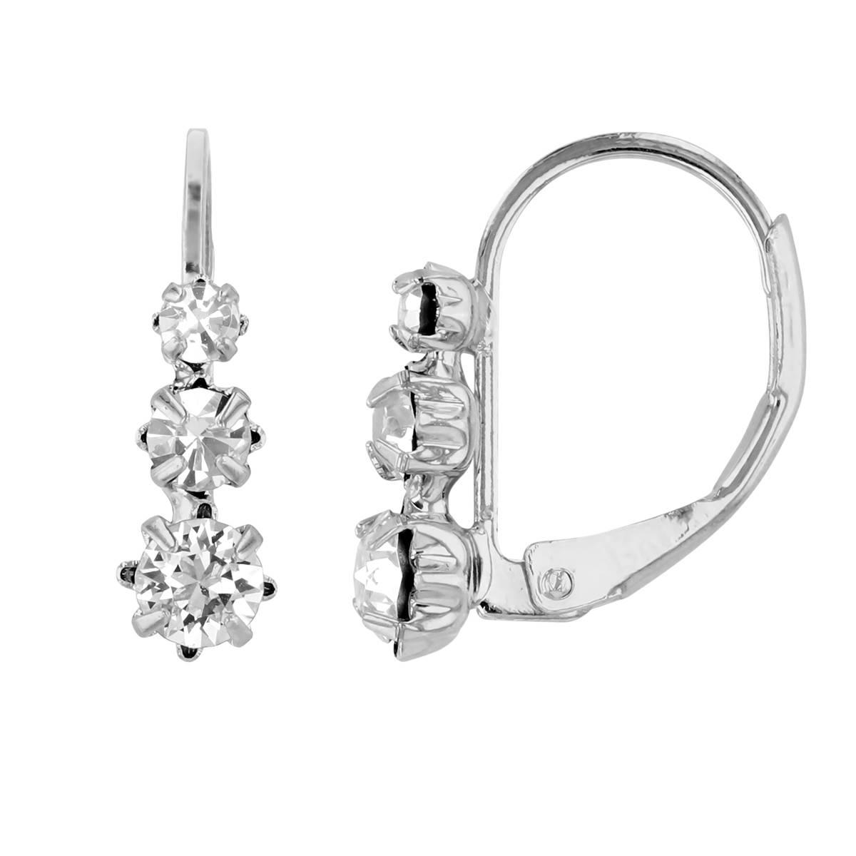 Crystal Colors Leverback Graduated Crystal Stud Earrings