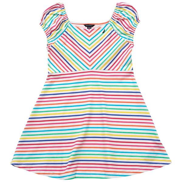 Girls &#40;7-16&#41; Nautica Short Sleeve Empire Waist Striped Knit Dress - image 