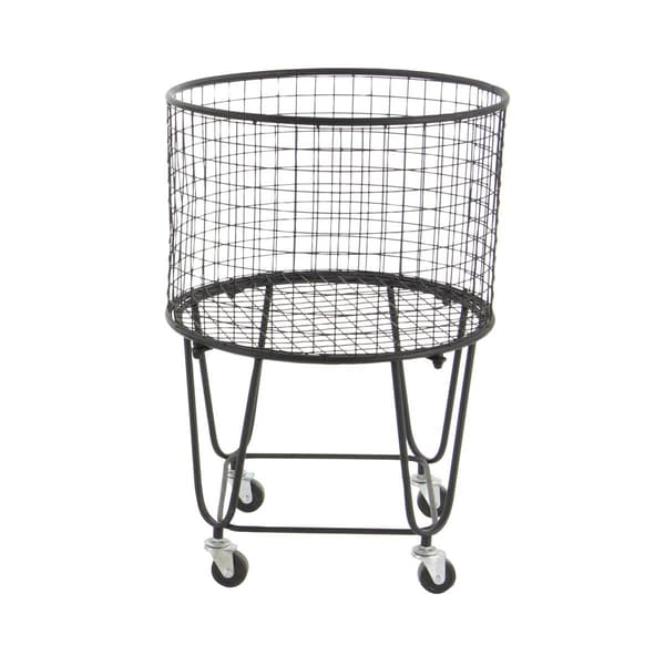 CosmoLiving by Cosmopolitan Black Industrial Metal Laundry Cart